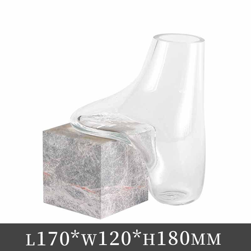 

Glass Vase with Marble Base Abstract Moving Water Droplets Transparent Flower Vase Hydroponics Terrarium Home Decoration