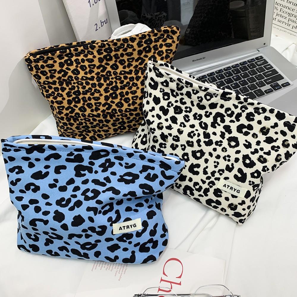 Leopard Print Cosmetic Bag Large-capacity Portable Storage Bag Clutch Bag