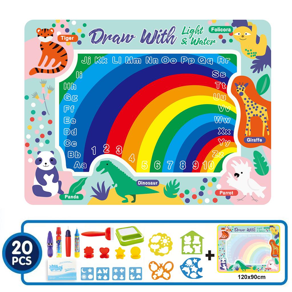 Luminous Water Drawing Mat Water Doodle Mat Colorful Graffiti With Pens Set Montessori Toys Educational Toys for Kids Gifts