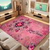 Floral Garden Theme Crystal Velvet Floor Rug Personalized Custom Name Text Warm Carpet Home Decoration
