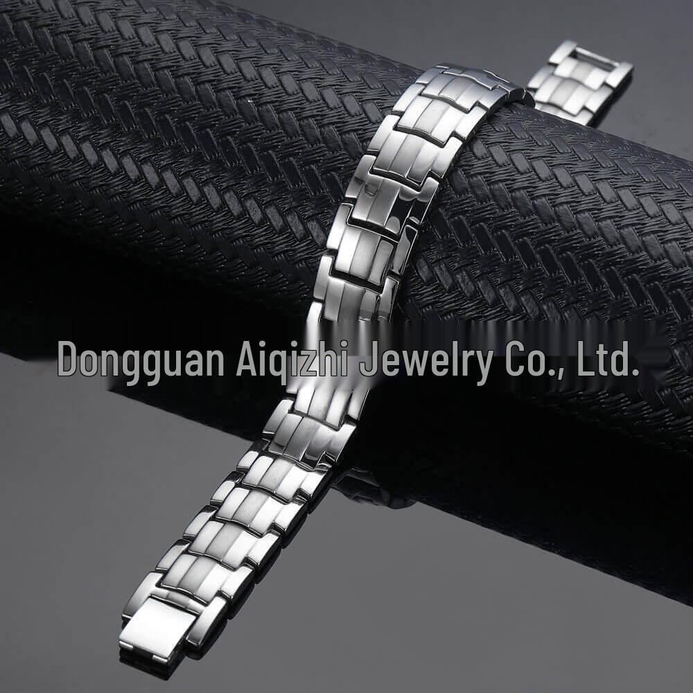 Men's Magnetic Titanium Bracelet with Germanium Beads - Stainless Steel Jewelry