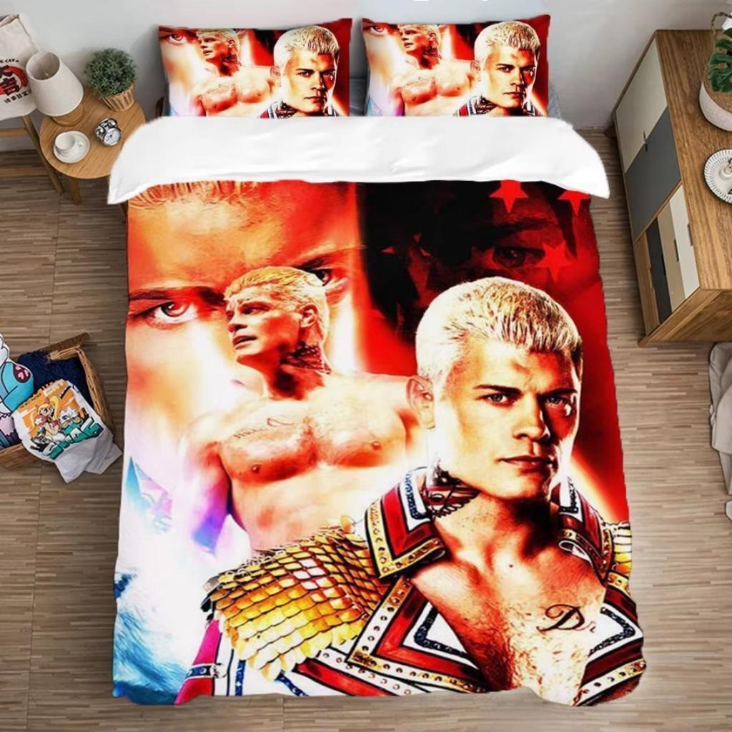 WWE Bedding Set American Nightmare Cody Rhodes 3D Soft Polyester Duvet Cover Set Single Double Twin King Size Teens Adults Home