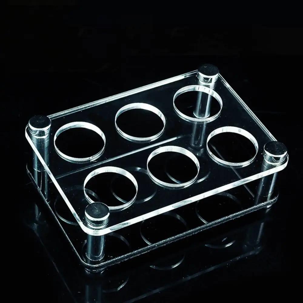 

Transparent Acrylic Cup Holder 32/38mm Round Hole Wine Cup Holder Black Base Multi-slots Cup Serving Tray Bar