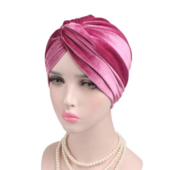 Turban Cap Solid Color Cross Shape Lady Stretchy No Brim Indian Turban Hat for Spring Autumn Winter