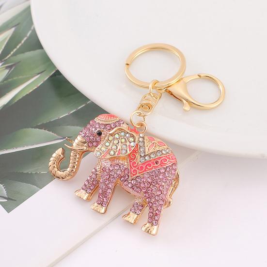 Horse Keychain Colorful Sparkling Rhinestones Elephant Charm Key Chain Decorative Good Luck Pendant Bags Backpacks Wallets Cars Accessories