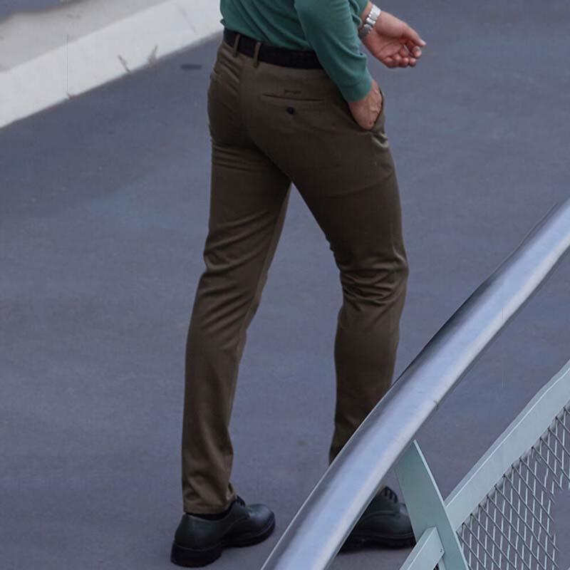 YOUNGOR Men's Wrinkle-Free Straight-Leg Trousers