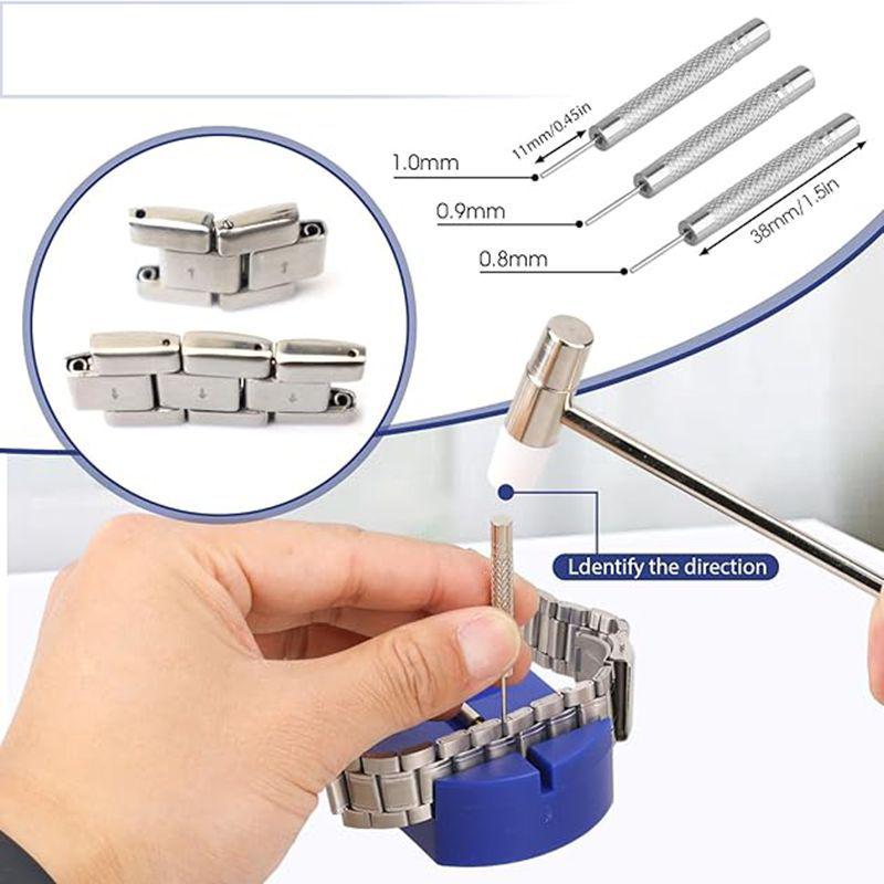 19-Piece Watch Repair Kit: Disassembly, Strap Replacement, Spring Bars, Strap Remover, Punch Pin Tool.
