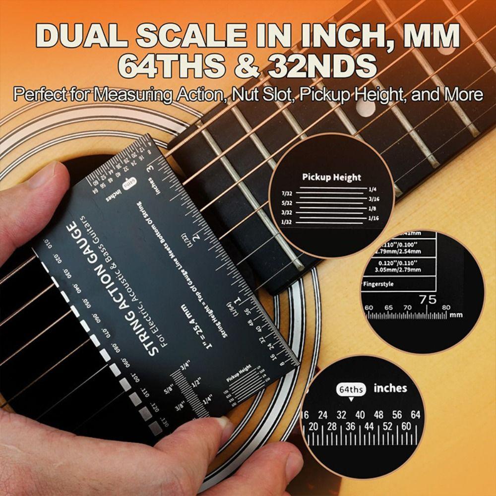 Etched Edition String Action Gauge Maintenance Guitar Set Up Tools Guitar String Height Ruler  Bass