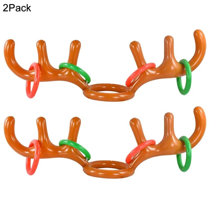 Christmas Inflatable Reindeer Antler Hat Ring Toss Funny Family Game Kids Gift Toy Xmas Party Supplies  Christmas Home Decor