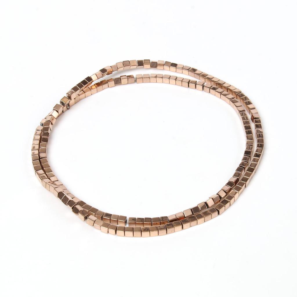 Handgefertigte Bastelfarbe, rosévergoldete Hämatitperlen, natürliche Rondelle-Perlen für Schmuckherstellung, DIY-Charms, Armband-Zubehör, 38,1 cm