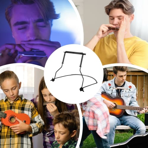 Suport Armonică cu 10 Găuri, Suport Metalic de Gât pentru Armonici cu 10 Găuri - Accesorii Suport Anti-Zgârieturi, Raft Profesional de Gât pentru Orgă de Gură