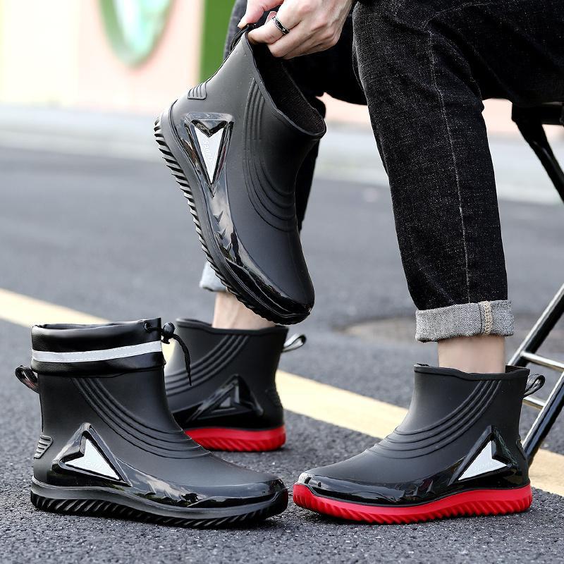 New Short Rain Shoes Men's Summer Waterproof Outdoor Rainy Day Work Non-slip Wear-resistant Fishing Rain Boots