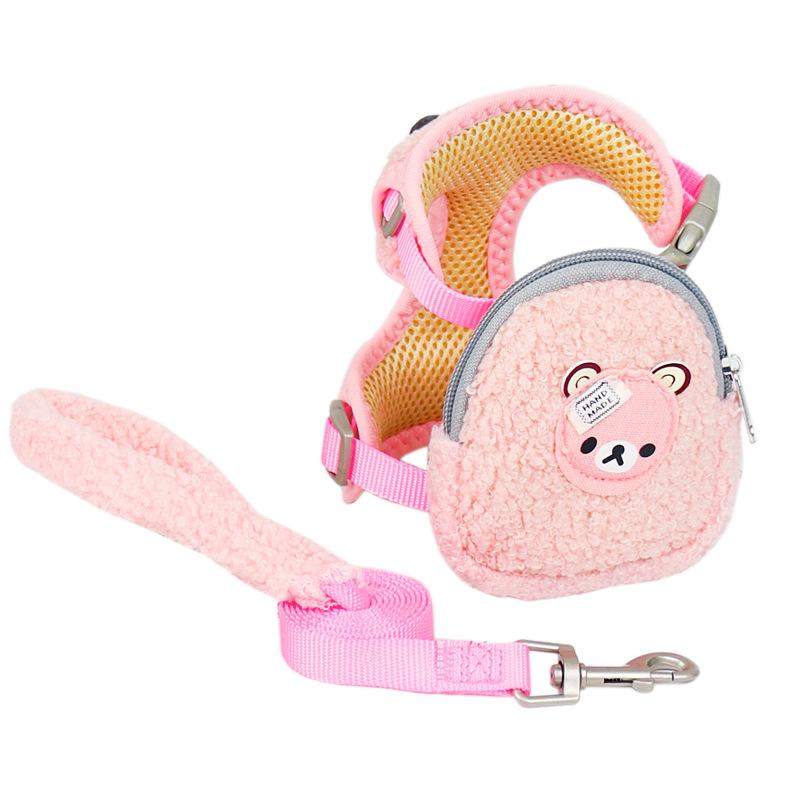 High-Quality Cartoon Bear Comfortable Cotton Velvet Undershirt Dog Leash Cat Anti-Breakaway Leash Cover Cat Leash