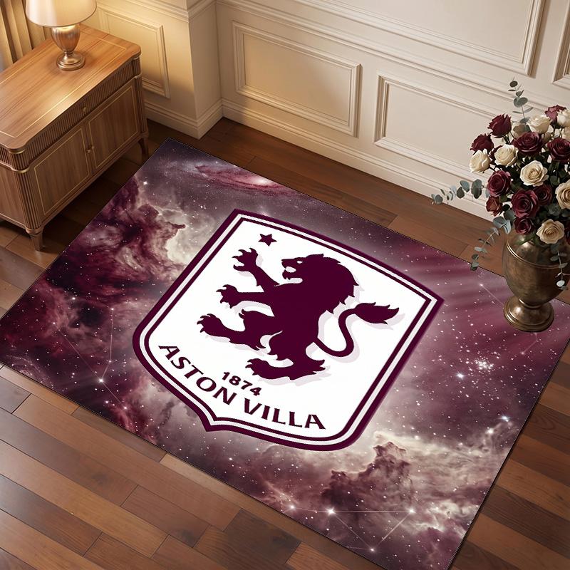 Tappeto in Velluto di Cristallo con Stampa Calcio Aston Villa, Comodo Assorbente d'Acqua Antiscivolo Tappeto per Pavimenti Interni