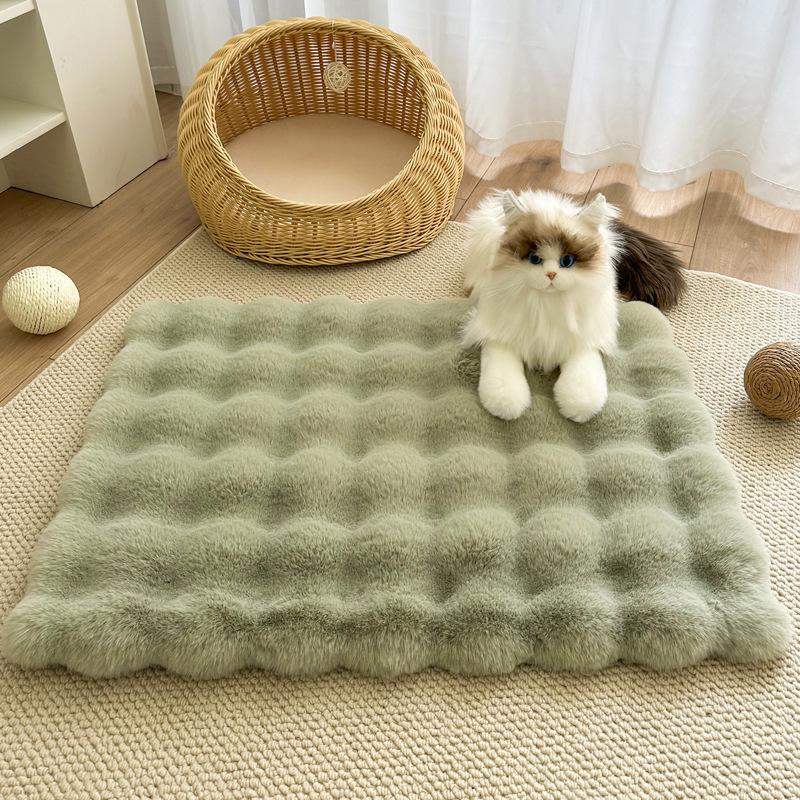 Köpekler ve Kediler İçin Yumuşak Peluş Evcil Hayvan Matı, Dört Mevsim Evrensel Uyku Yatağı, Evcil Hayvan Koltuğu ve Kafesi İçin Sıcak Yastık Battaniye