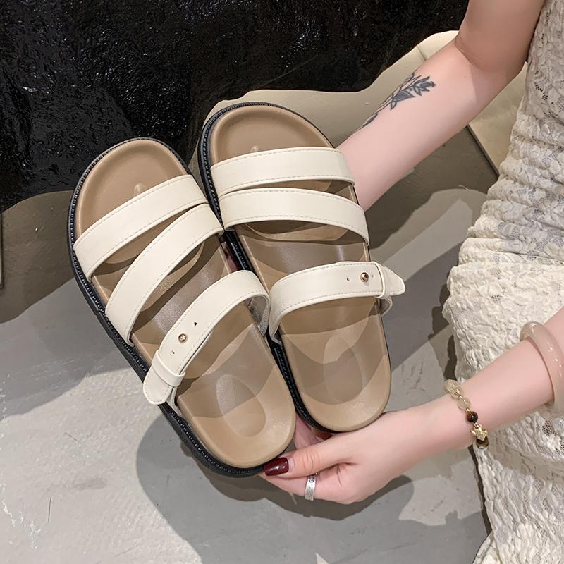 Fashion Ladies Shoes 2025 Fashion Open Toe Women's Slippers New Summer Outdoor Casual Plus Size Comfortable Concise Flat Slipperszapatos