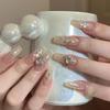 Flashy Heart-Shaped Diamond Wearable Nails: Long Ballet Sequin Art Tips with Curved Pattern Fragments - False Nails
