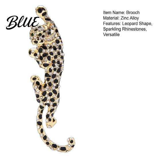 Women Badge Brooch Sparkling Rhinestones Inlaid Leopard Shape Suit Lapel