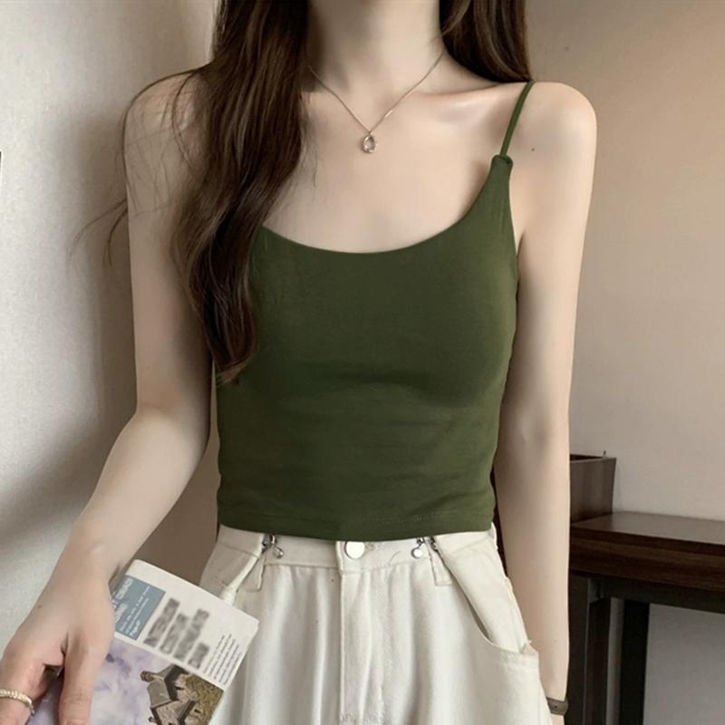 

VONDA Женские летние однотонные облегающие майки без рукавов 4XL армия зеленый