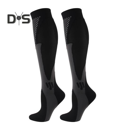 

1 пара унисекс спортивных носков компрессионные носки для йоги длиной до колена с длинными трубками высокоэластичные обтягивающие нескользящие носки теплые чулки для повседневной жизни S чёрный