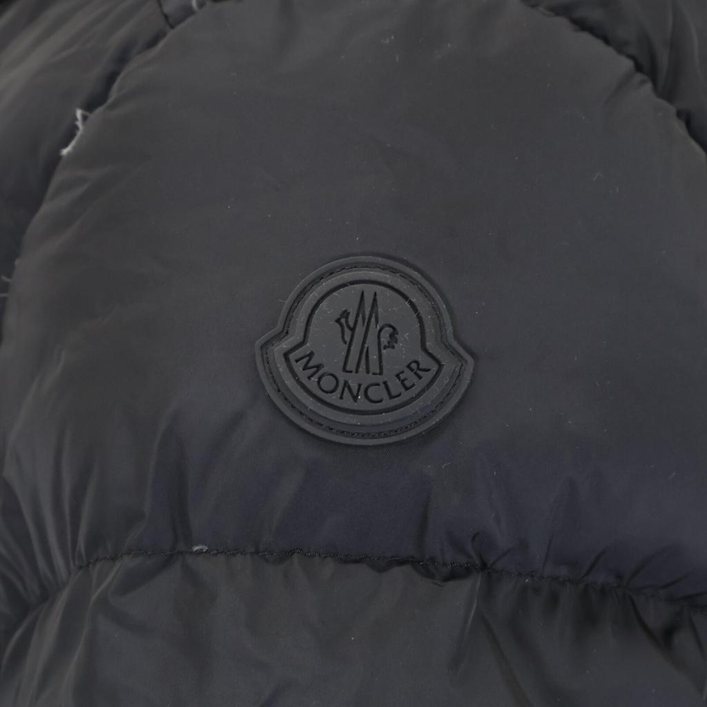 Moncler [Guter Zustand/Modell 2020] MONTCLA Moncra Innenlogo Bestickte Linie Kapuzen-Daunenjacke 0 schwarzGebraucht
