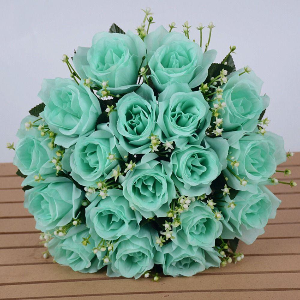 Mini Real Happy Flower 18 Head Crystal Grass Bouquet Rose Flowers Decorative  Home Decorative