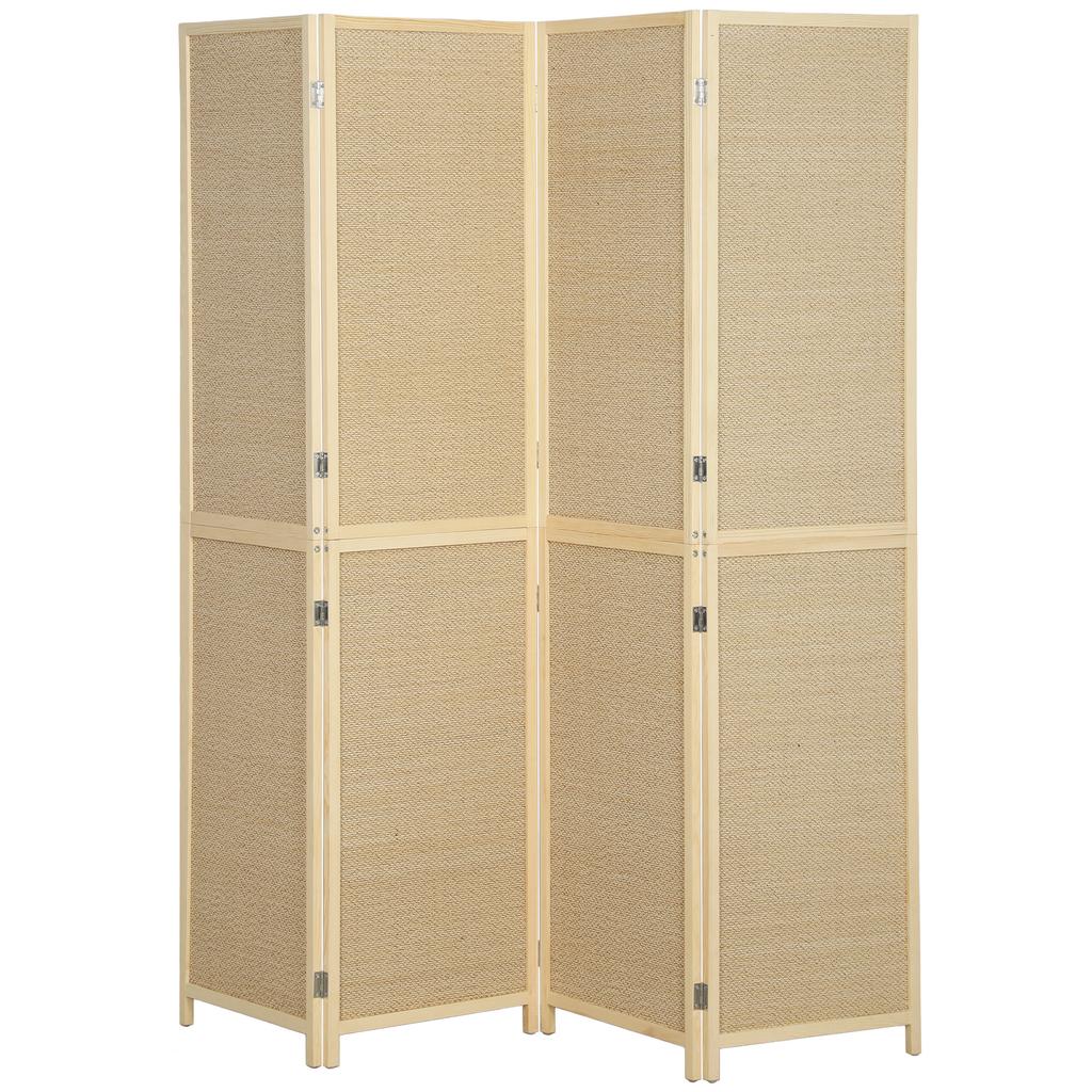 Interior Bamboo Room Divider 4 Panels 180x180cm, Foldable and Portable Room Separator, Boho Style, Natural Wood
