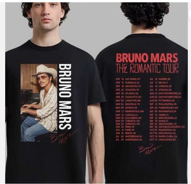 Bruno Mars The Romantic 2026 Music Tour Graphic T-Shirt - Unisex Music Fans XL