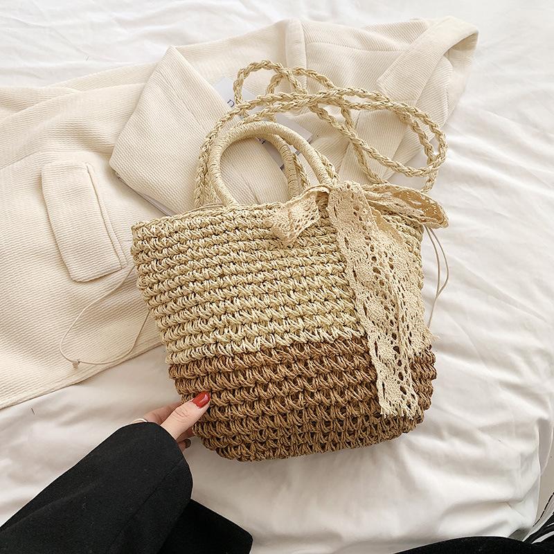 Holiday Style Straw Woven Bag Women's Summer New Large-capacity Woven Messenger Bag Portable Vegetable Basket Beach Bag