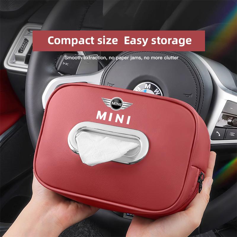 High-capacity Car Interior Tissue Box Kleenex Storage Bag Accessories For BMW Mini Works Cooper F54 F55 F56 F57 F60 R50 R52 R53