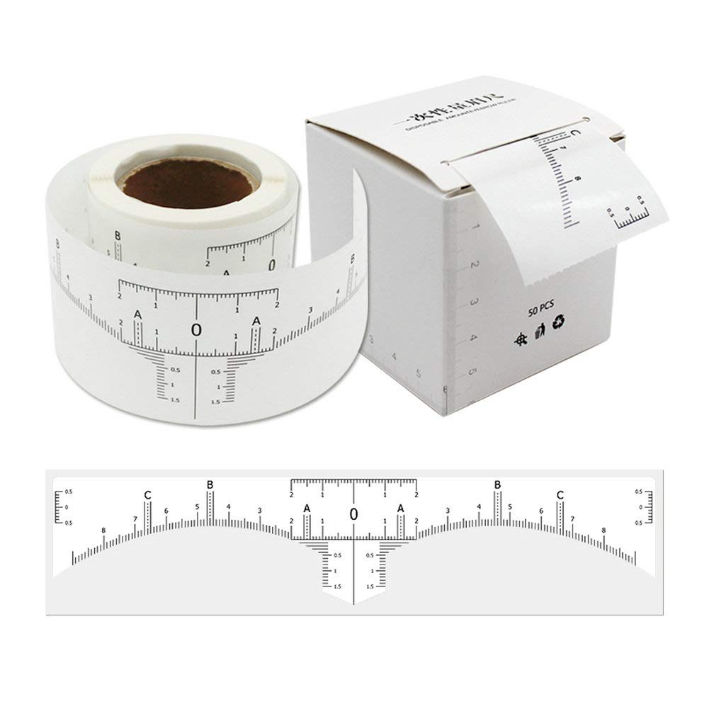 Eyebrow Ruler Sticker for Microblading - Disposable Adhesive Eyebrow Measurement Stencil for Tattooing - Brow Makeup Tools (50Pcs of Pack)