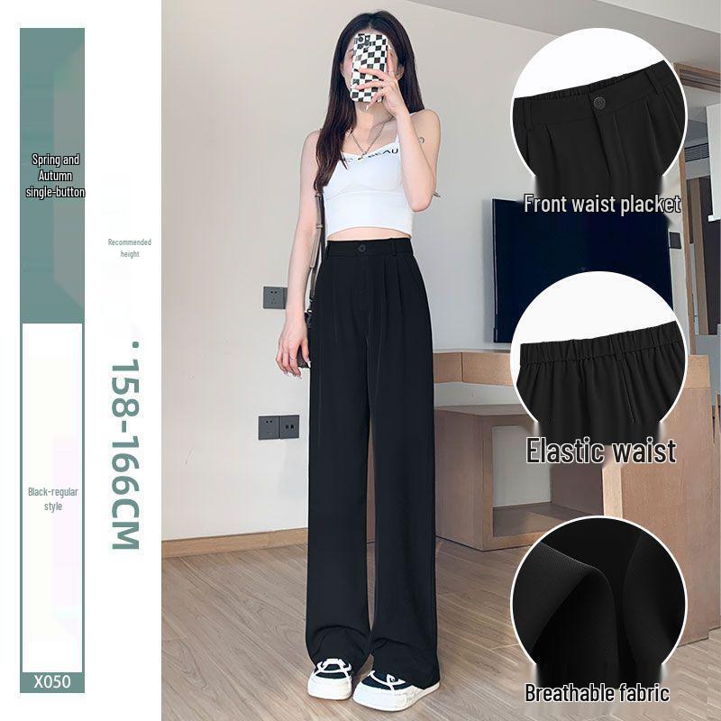 Schwarze High-Waist Straight-Leg Hosen für Damen, Slim Fit, für Frühling/Sommer 2026