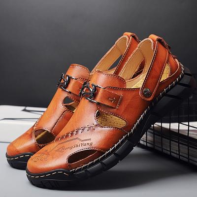 Summer Men's Leather Sandals Classic Roman Sandals Outdoor Slippers Sneaker Beach Rubber Flip Flops Men's Water Trekking Sandals