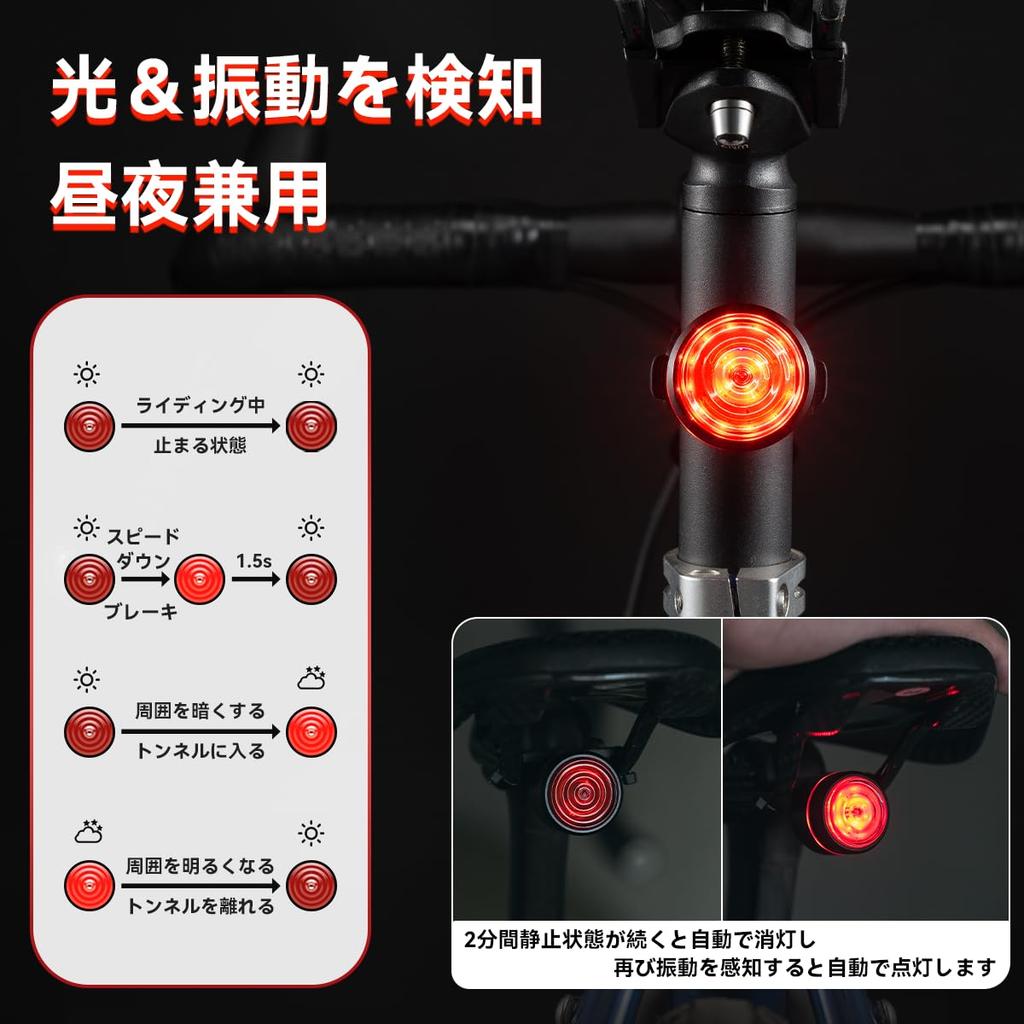 ROCKBROS Bicycle Tail Light, Rear Light, Automatic On, Automatic Off,