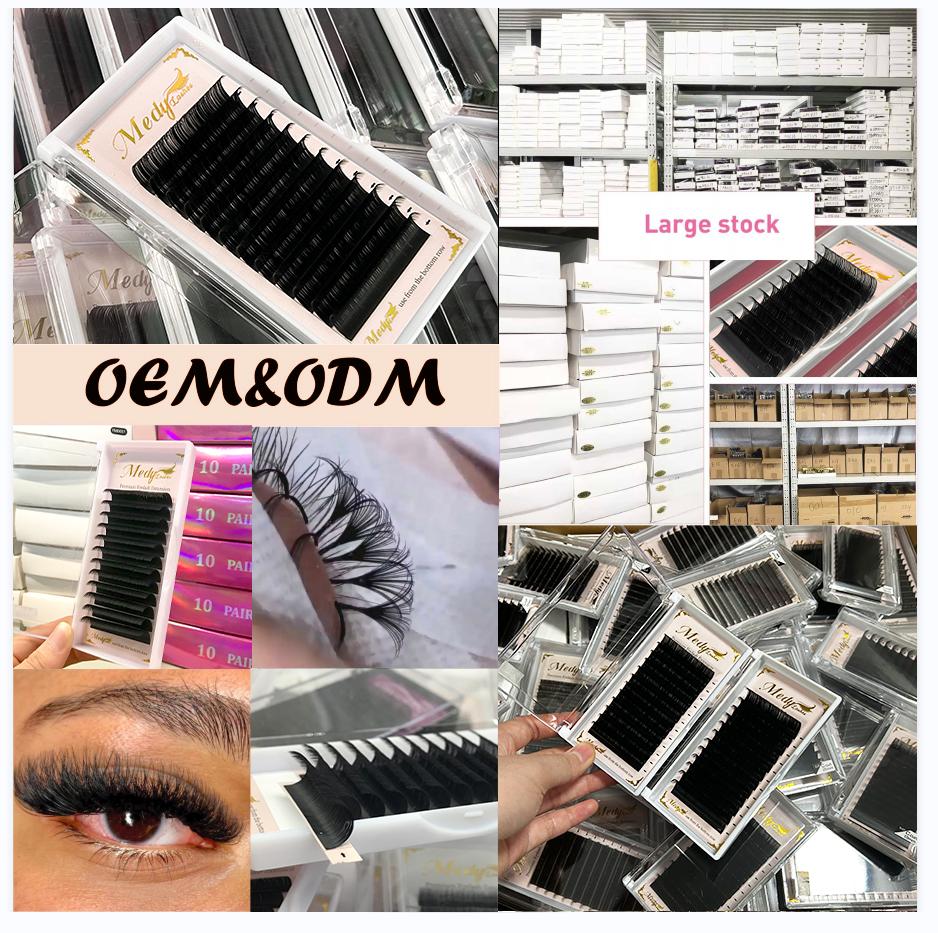 Korean Pbt Silk Eyelash Extensions 0.03 0.05 0.07 Russian Volume Lash Extension Classic Eye Lash Extensions Trays