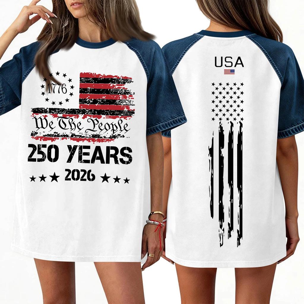Women's Denim Patchwork Top, Casual Short-sleeved Comfortable T-shirt, Fashionable For Spring And Summer.