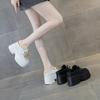 Fashion 11cm Air Mesh Genuine Leather Platform Wedge Sneakers Women Breathable Casual Hollow Chunky Summer Slippers Slides Shoes