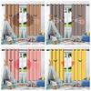 2Pcs Cute Cartoon Pattern Blackout Curtains Children Bedroom Decor Living Room Darkening Noise Reduction Window Curtain/Drapes