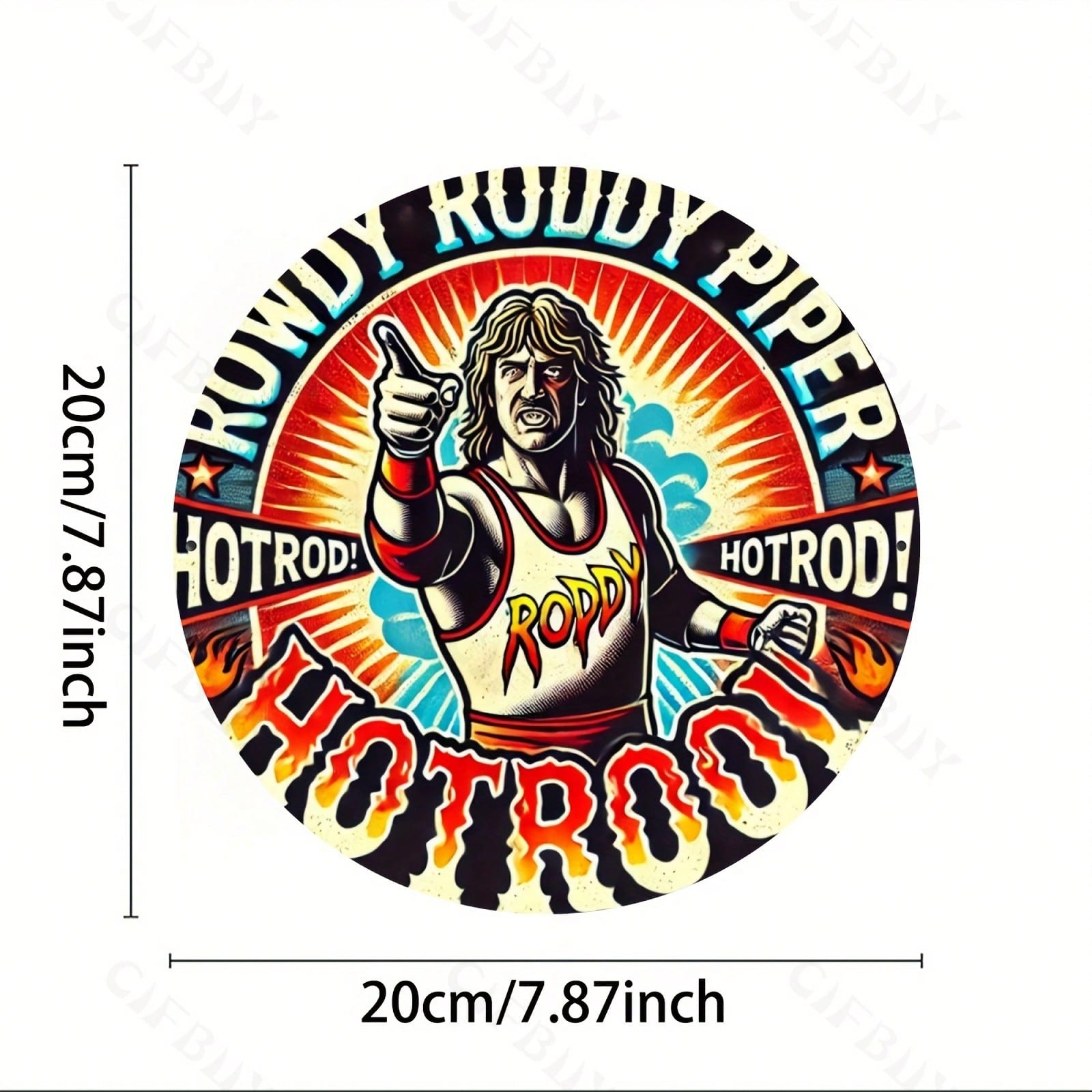 Rowdy Roddy Piper Hot Rod Round Metal Sign Wall Art Gift for Home Bar Cafe Indoor Outdoor Decor разноцветный