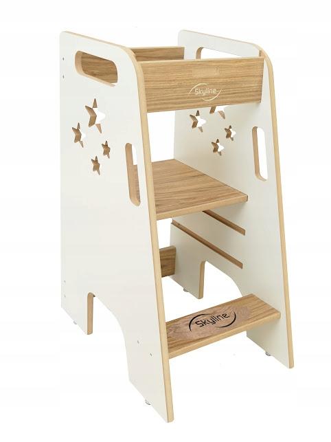 Kitchen Helper For Children Solid Adjustable White Polish
