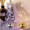 D2 LED Christmas Tree Lamp Small Crystal Decorative Iron Tree Night Light Desk Ornament for Gift Golden Table Lamp Warm Lights
