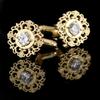 A pair of Copper sleeve studs, simple diamond studded men's and women's cufflinks, retro gold art dot diamond pattern design, accessories
