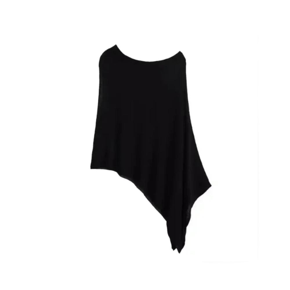 

Mesh Women Cloak Wrap Sun Protection Tops Simple Knitted Off Shoulder Shawl Travel чорний