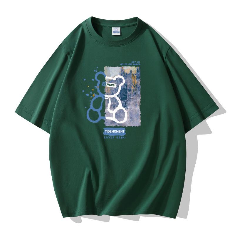 Cute Bear Men Short Sleeves T-shirt 100% Cotton Casual Tee Large Size