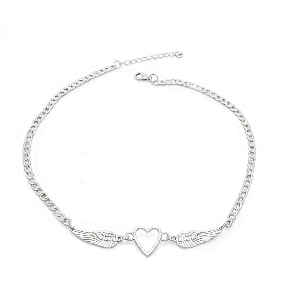 Engelsflügel-Herz-Anhänger-Halskette: Vielseitiges Legierungsfeder-Design für Männer & Frauen