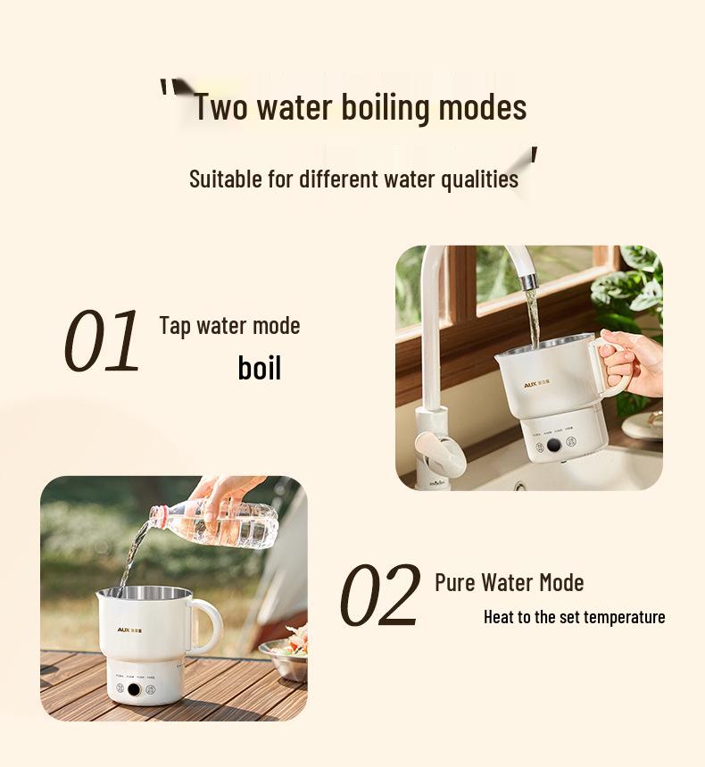 AUX Folding Travel Kettle - Portable, Insulated Electric Kettle for Business Trips.