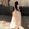 Lace Splicing Print Suspender Skirt Irregular Split Tube Top Skirt Seaside Travel Photo Dress Beach