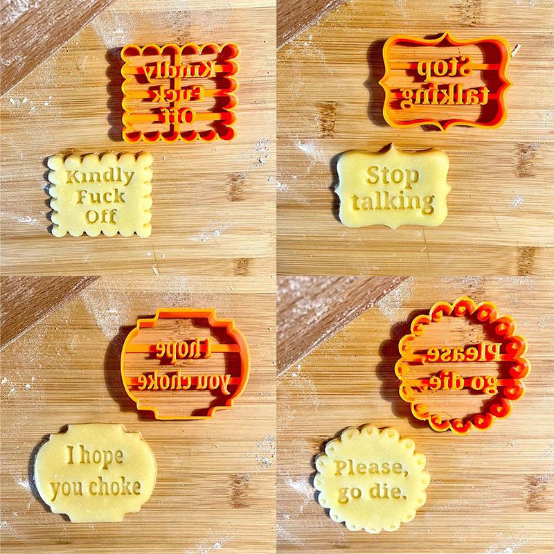 Buy 1/4PCS Baking Biscuit Cutters Fun and Irreverent Phrases Cookie Cutters Funny Saying Cookie