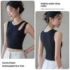 Women's Black Camisole Vest with Chest Pads - Summer Short Chic Bra Top
