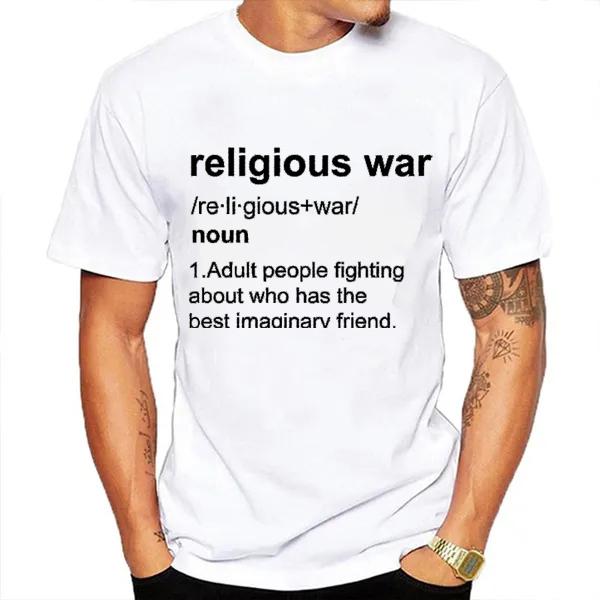 Religious War Men's T Shirt Funny Letter Print Short Sleeve Tees Fashion Graphic Y2k Tops Best Friend Men's Oversized Clothing
